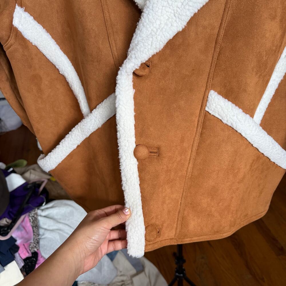 Mother The Brrly Coat Wash Staying In Size Large Brown White Warm Coat Luxury - Picture 10 of 16